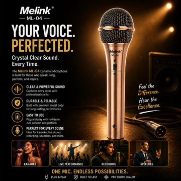Melink ML-04 Dynamic Microphone – Crystal Clear Sound, Every Time – Speak. Sing. Shine.