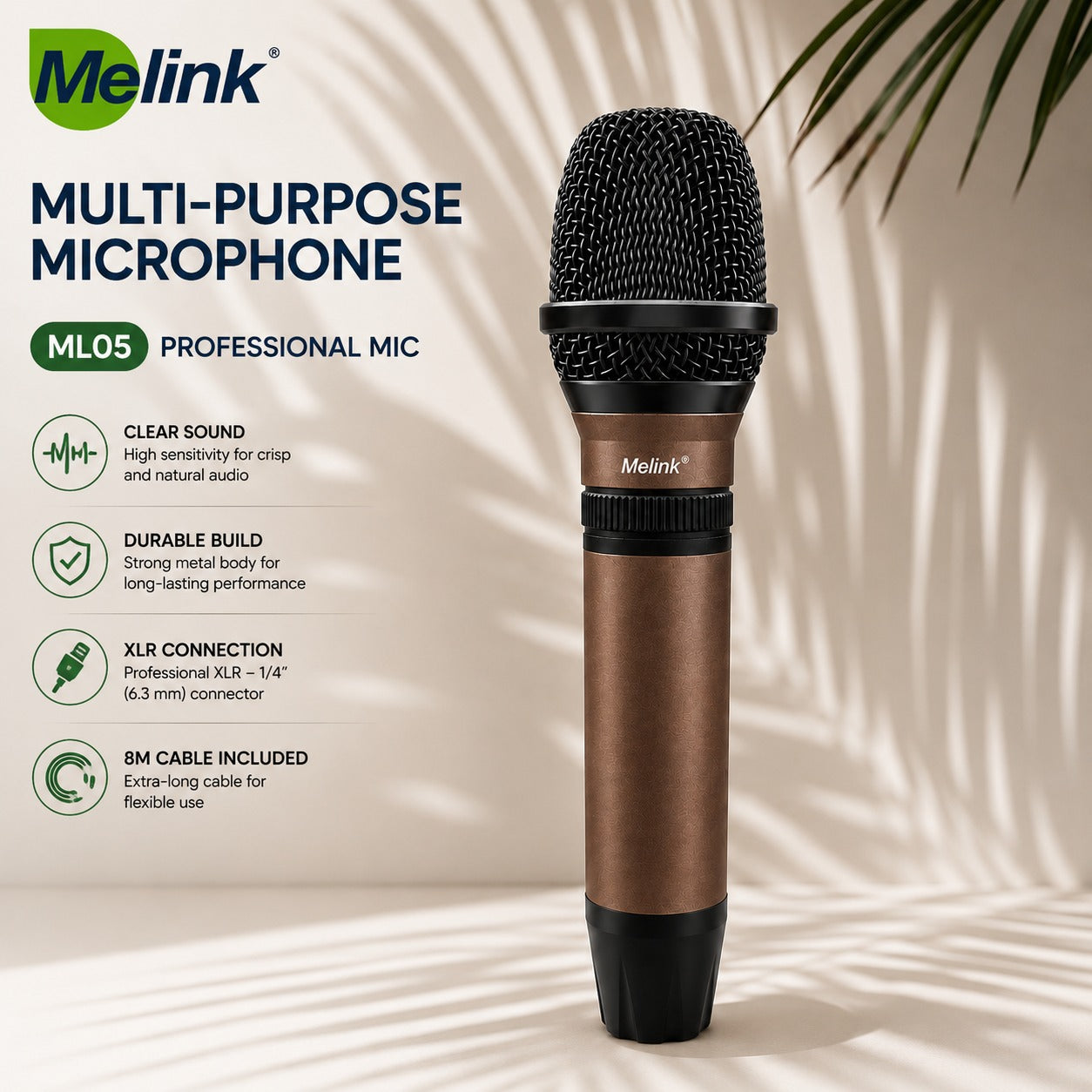 Melink ML05 Professional Multi-Purpose Wired Dynamic Microphone with XLR Cable