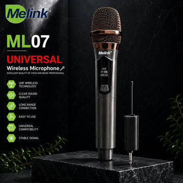 Melink ML07 UHF Wireless Microphone with Receiver – Universal Rechargeable Handheld Mic for Karaoke, Events & Public Speaking