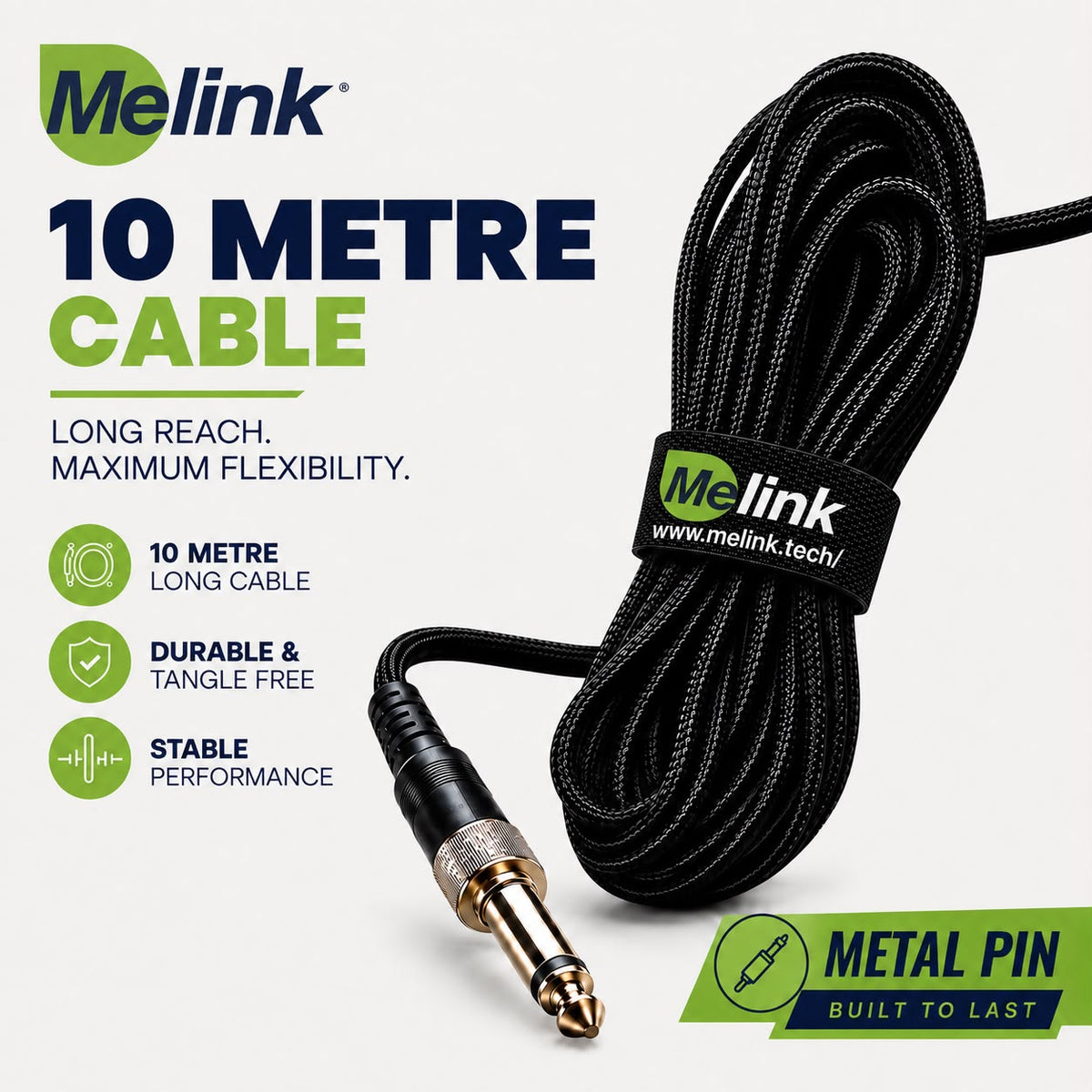 Melink ML-06 Professional Wired Headgear Microphone 10-Metre Long Wired – Lightweight Flexible Mic with Braided Cable for Teaching, Speaking & Events