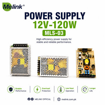Melink  MLS-03 12V 120W SMPS Power Supply | Stable Output for CCTV Cameras & LED Lights